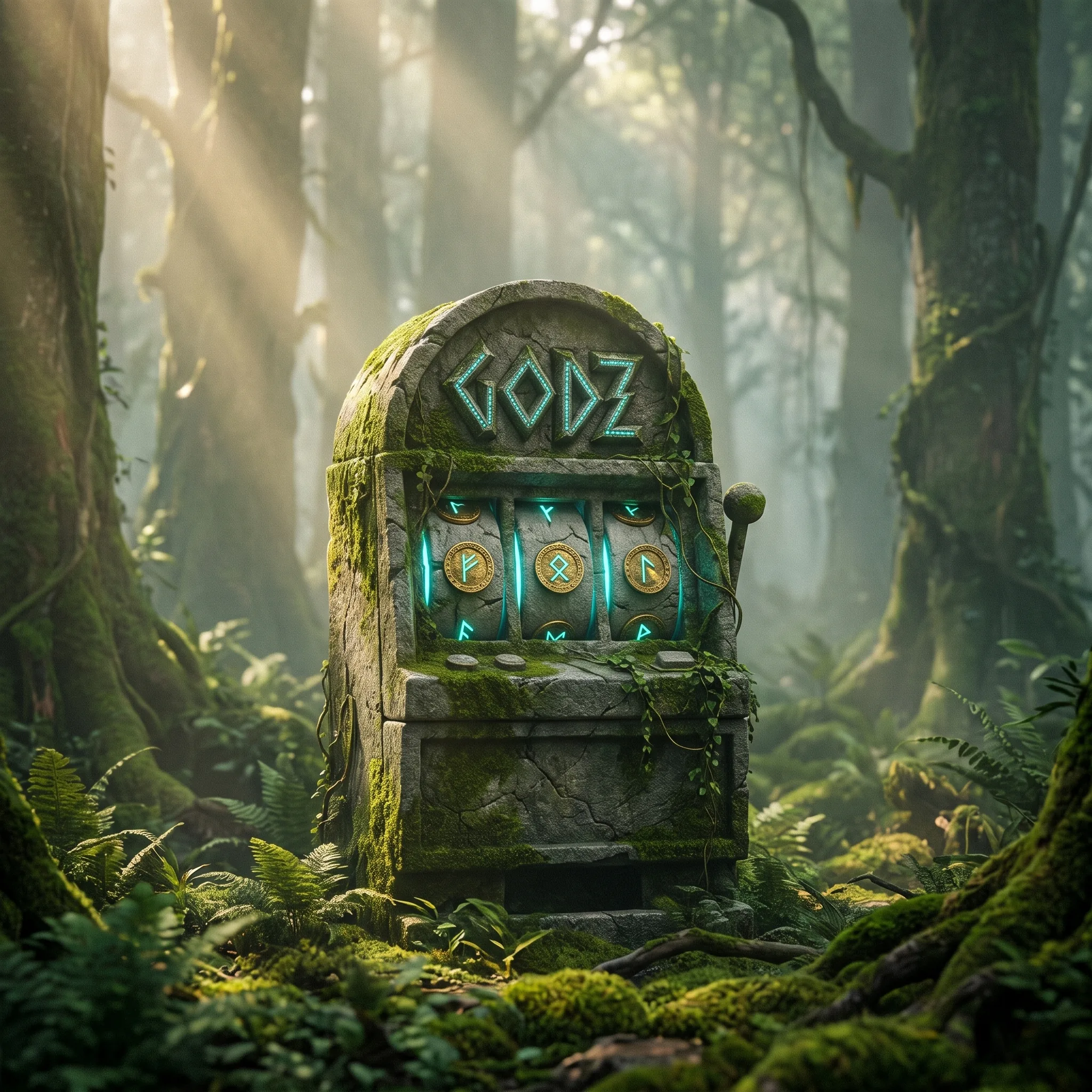 Godz Casino: automaty w leśnej scenerii z runami
